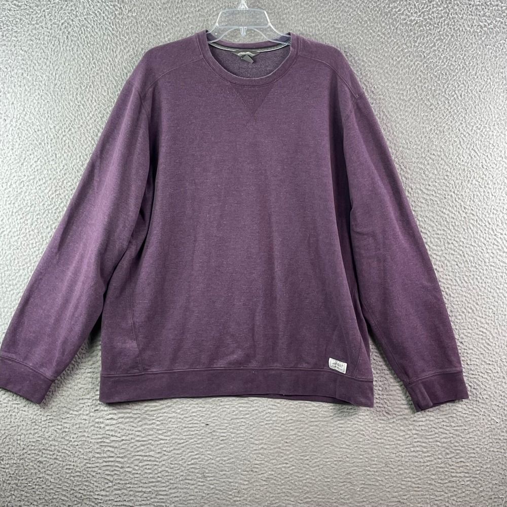 Eddie Bauer Sweatshirt Mens TXL‎ Purple Pullover Crewneck Fleece Cotton Blend